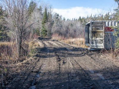 A lithium mining road in Nopiming Provincial Park.